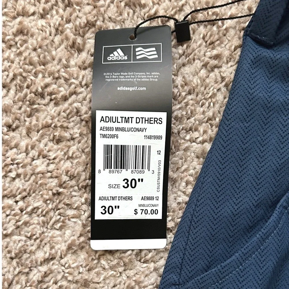 Adidas Men Golf Shorts I Blue Herringbone Stretch Performance I‎ Size 30